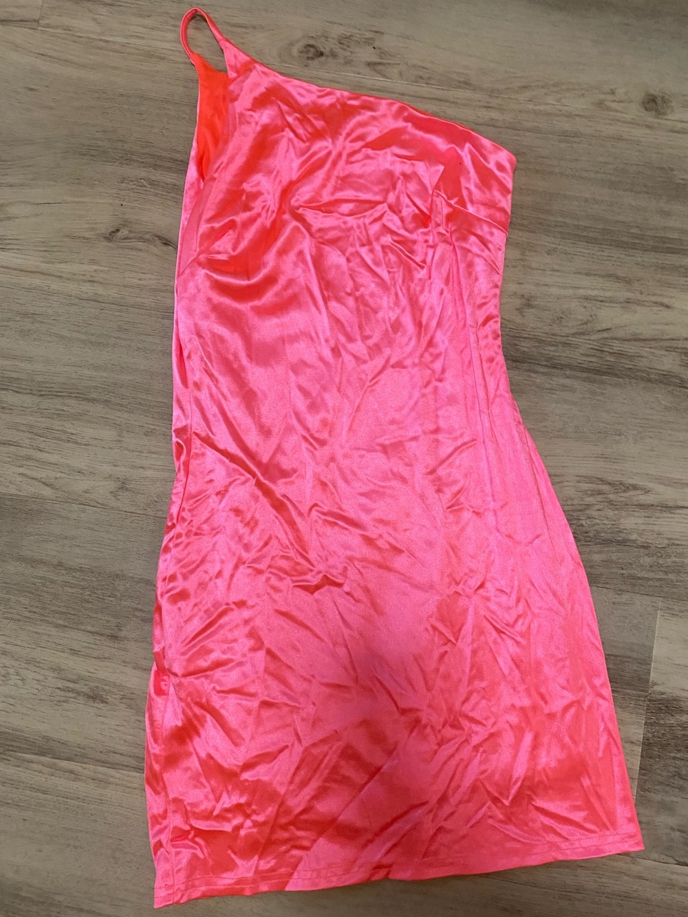 Fashion Nova Hot Pink Satin one shoulder dress